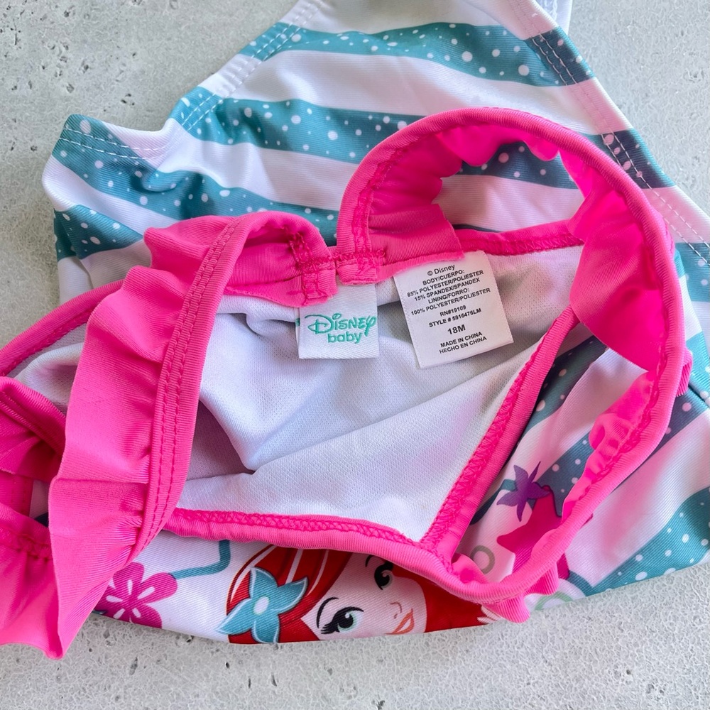 Disney Baby Little Mermaid One Piece Ruffle Bathing Suit 18M - Picture 5 of 6